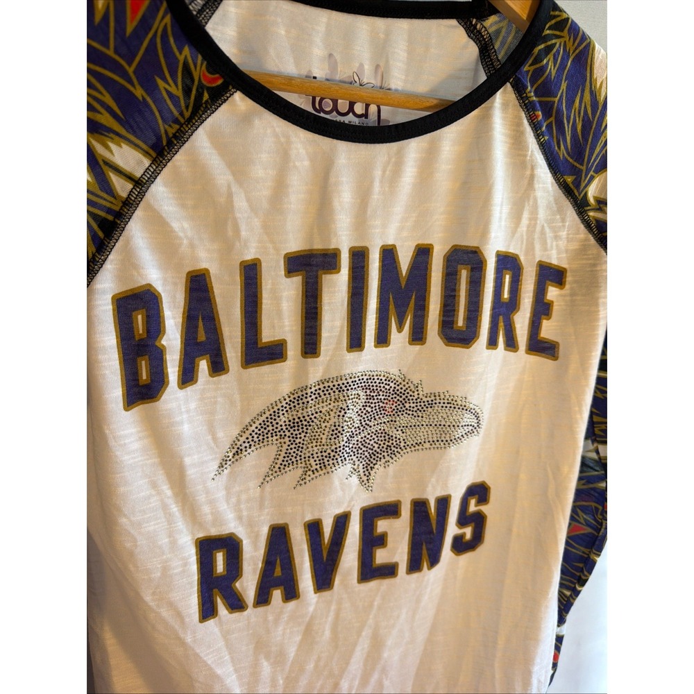 Baltimore Ravens Women's Long Sleeve Tee Lightweight Embellished Raven Size M
